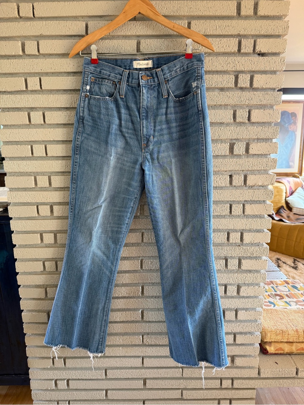 Madewell 27 Raw Hem Light Blue Cropped Straight-Leg Jeans